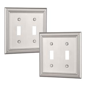 DEWENWILS Double Toggle Wallplates, Brushed Nickel Light Switch Covers, Heavy Duty Matel Material, Pack of 1