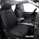YIERTAI 5pcs Car Seat Covers Compatible with Dodge Ram Custom Fit 2009-2024 1500 2010-2024 2500 3500 Pickup Classic Laramie Bighorn Mega Cab Limited Longhorn Waterproof Leather, Full Set Black