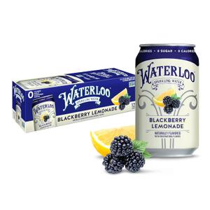Waterloo Sparkling Water, Blackberry Lemonade Naturally Flavored, 12 Fl Oz Cans (Pack of 12) Zero Calories and Zero Sugar or Sweeteners (EXP 06/02/27)