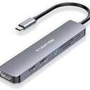 LENTION USB C Hub with 100W Charging, 4K HDMI, Dual Card Reader, USB 3.0 & 2.0 Compatible MacBook Pro, New Mac Air/Surface, Chromebook, More, Stable Driver Adapter (CB-CE18, Space Gray)