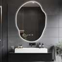 Irregular LED Bathroom Mirror with Lights,Asymmetrical Led Bathroom Vanity Mirror for Wall with Front and Backlit, Anti Fog, 3 Colors and Dimmable Light,[Horizontal/Vertical] 30" H x 22" W (Clear)