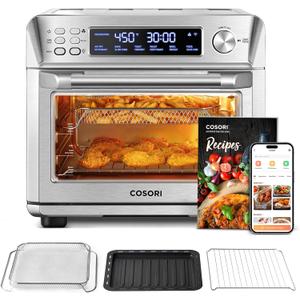 COSORI Air Fryer Toaster Oven Combo, Smart 12-in-1 Airfryer Sous Vide Convection Oven Countertop, Bake, Roast, Reheat, Broil, Dehydrate, 94 Recipes & 3 Accessories, 26QT, Silver, Stainless Steel