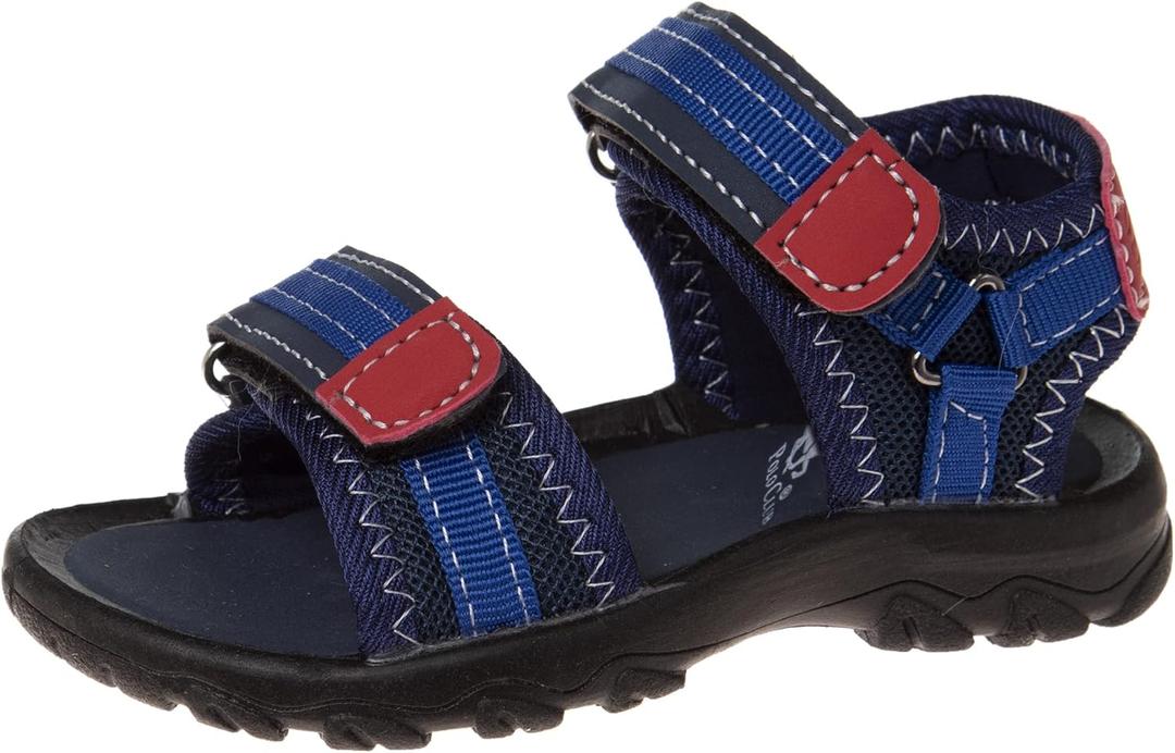 Beverly Hills Boys Sports Active Sandals Open Toe Athletic Summer Shoe (Toddler to Big Kid) (Navy Blue Red)