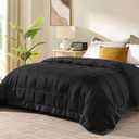 downluxe King Size Blanket with Satin Trim, Lightweight Down Alternative King Blanket for All Season, Machine Washable (Black, 108 x 90 Inch)