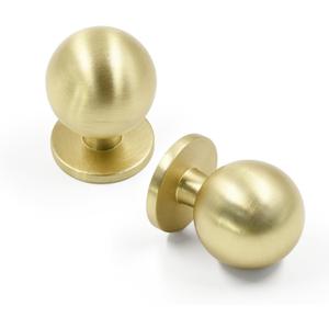 FILTA 10 Pack 1Inch(27mm) Diameter Round Solid Ball Brushed Gold Cabinet Knobs Drawer Pulls Cabinet Hardware for Kitchen Cabinets and Bathroom Cabinets (Single Hole Knob)