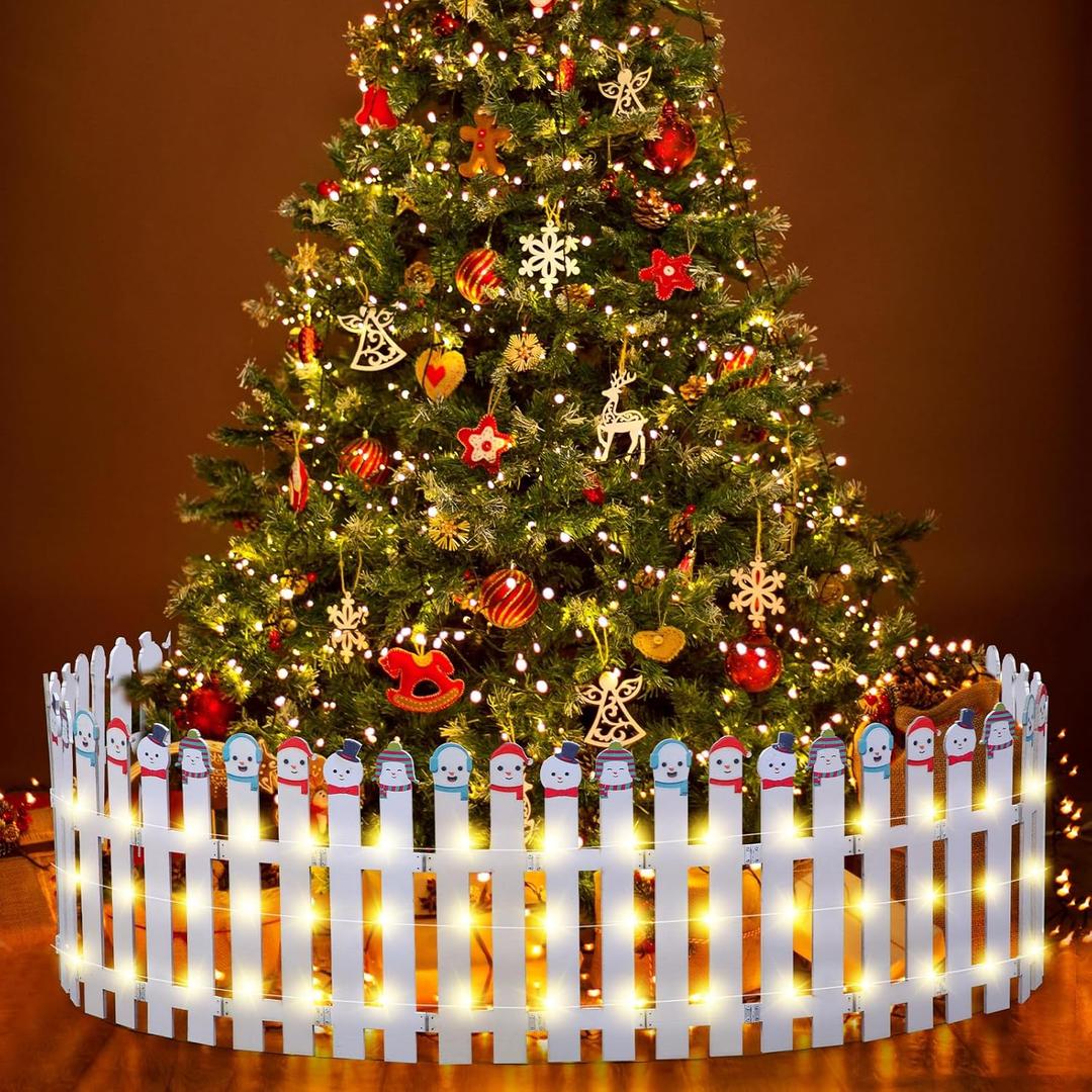 Sasylvia Christmas Fence Decorations Xmas Wooden Picket Fences Xmas Tree Fences Holiday Indoor Fence for Dogs Pets Christmas Tree Garden Grass Lawn Home Decoration(30 PCS,12 x 4 Inch)