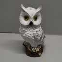 Solar Owl Garden Statues Outdoor Decor Resin Owl Figurine with LED Lights Owl Sculpture for Porch Patio Lawn Yard Decorations Christmas Housewarming Gifts for Women Mom,White Owl