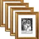 Yaetm 8x10 Picture Frame Matted to 5x7 Set of 4, 1.4 Wide Molding & Rustic Gold Photo Frames 8 x 10 with Tempered Glass, Display on Tabletop & Wall Mounting (4 pack, Gold)