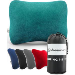 DREAMCARE Camping Pillow, Memory Foam Travel Pillow, Camping Accessories - Small Pillow Camping Essentials Camping Pillows for Sleeping, Backpacking Pillow, Travel Pillows for Sleeping (Medium,Green)