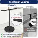 STWWO Hand Towel Holder, Stainless Steel Towel Holder Stand for Bathroom, Kitchen Countertop, T-Shaped Hand Towel Rack Stand, Black