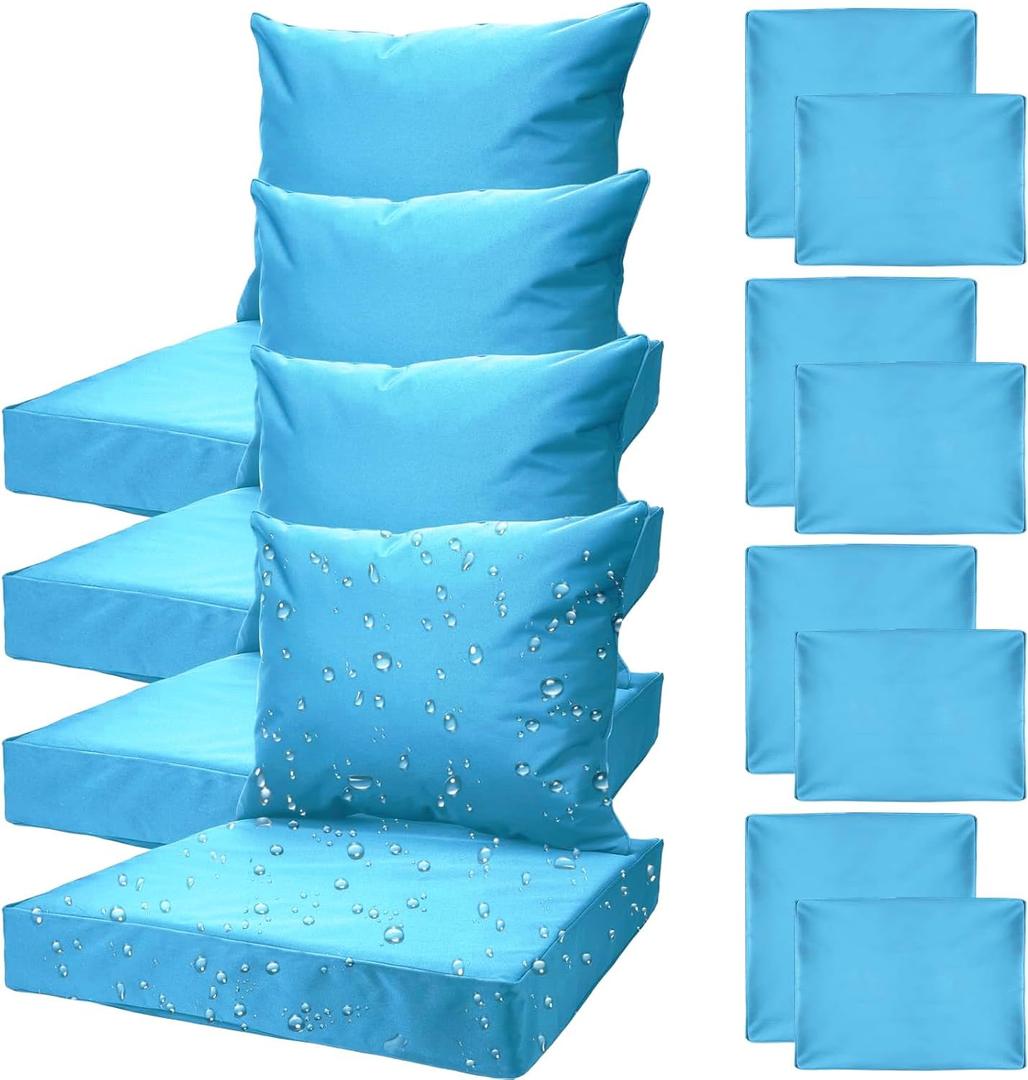 All Smiles Sky Blue Patio Furniture Replacement Chair Cushion Covers Set of 4 for Waterproof Resistant Outdoor Deep Set Cushion Covers for Seat Yard Garden Deck24 x 20 Inch, 24 x 24 x 4 Inch