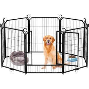 Large Adjustable Dog Playpen, 8 Panels at 32" Height with Gate, Ideal for Medium and Large Dogs, Convenient Storage, Versatile Layout for Indoor Spaces, Yards, and Camping Adventures.