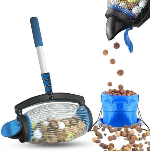 Zozen Nut Gatherer, Pecan Picker Upper, Walnut Picker Upper Roller, Directly Dump Outlet/Also Apply to Hickory Nuts, Chestnuts, Buckeyes, Golf, Butternuts, Objects Size 3/4'' to 2''; 1.5 Gallon