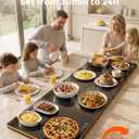 Electric Food Warming Tray for Parties & Buffets, 4-in-1 Modular Food Warmer with 4-Zone Independent Temp Control, 47" × 16" Glass Warming Mat for Holiday Gatherings, Catering & Family Dinners