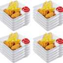 Maxcheck 20 Pcs Chip and Dip Serving Platter Set Divided Dumpling Plate with Sauce Holder Plastic Small Chips Salsa Serving Dish Reusable White Chip and Dip Tray for Snack Appetizer Sushi Party