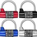 4 Pcs 5 Letter Combination Lock, Keyless Resettable Heavy Duty Metal Safety Padlock in 4 Colors for Gym Locker, Toolbox, Hasp Cabinet