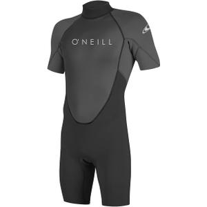 O'Neill Men's Reactor-2 2mm Back Zip, Short Sleeve, Spring Wetsuit (Large, Black/Graphite)