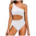 YONIQUE Girl's Bikini Set One Shoulder Two Piece Swimsuit Bathing Suit, Size Small