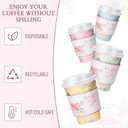 Remerry 100 Pcs 12oz Floral Disposable Coffee Cups with 100 Lids and 100 Sleeves Paper Insulated Drink Hot Coffee Paper Cups with Dome Lids and Sleeves for Parties Wedding Baby Shower(Fresh)