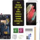 OLED Screen for Galaxy S21 Ultra LCD Screen with Frame Replacement for Samsung Galaxy S21 Ultra 5G G998U G998U1 G998W G998B G998B/DS 6.8" LCD Screen Display Touch Digitizer with Frame+Tool (Black)
