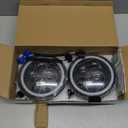 7 inch led Headlights Round Halo Turn Signal DOT Approved JK Halo Headlights H6024 Compatible with Wrangler JK JKU TJ CJ LJ Hi/Lo Projector Sealed Beam, Black 2PCS