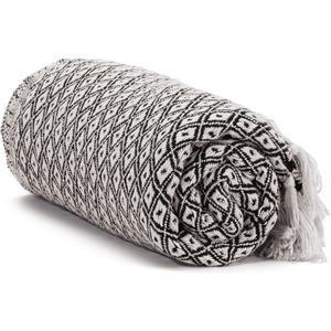 Americanflat 50x60 Throw Blanket - Soft and Breathable 100% Cotton Throw Blanket for Couch, Bed, Chair - Decorative Blankets - Black and Cream Mini Diamond Design