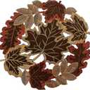 Set of 4 Round Fall Embroidered Placemats with Maple Leaves Design, Farmhouse Fall Thanksgiving Table Harvest Decorations (Round 15 inches)