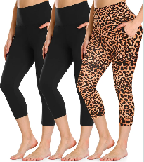 FULLSOFT 3 Pack Capri Leggings for Women - High Waisted Tummy Control Black Workout Yoga Pants 

L-XL