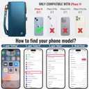 Defencase Compatible with iPhone 14 Case Wallet with RFID Blocking Card Holder for Women and Men, Fashion PU Leather Magnetic Snap Flip Zipper Strap Wallet Phone Case Fit for iPhone 14 6.1", Dark Blue