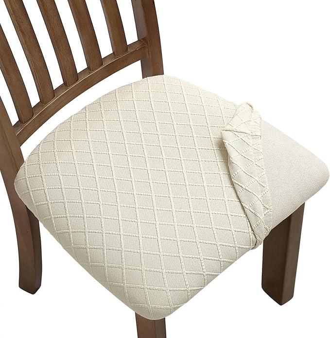 Elastic Chair Cover  Set of 6 Beige Round
