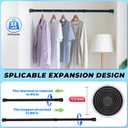 2 Pack Black Tension Rods, 53"-98" Adjustable Shower Curtain Rods, Heavy Duty No Drilling Rod, 11lbs Max Load, 1.2" End Cap, 19/22mm Tube, Metal, for Bathroom, Window, Bedroom, Doorway, Closet