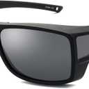 CAXMAN Fit Over Glasses Sunglasses Polarized Wrap Around Sunglasses with Side Window Shields for Full Protection (Matte Black)