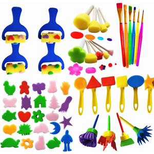 53 Pcs Paint Sponge Brush Sets, Kids Art Tool Kits, DIY Crafts Drawing Tools,Round Sponges,Color Randomly