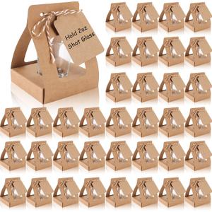 WANGDEFA 100 Pack Shot Glass Box Shot Glass Favor Bags for Wedding Bachelorette Bridal Shower Can Hold 2oz Shot Glass (Shot Glass Not Included) (100)