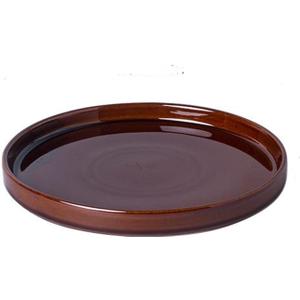 Ceramic Plant Saucer 12 Inch, Round Plant Trays for Indoors/Outdoors, Flower Pot Saucers for Holding Water Drips and Soil, Ceramic Drainage Tray for Plant Pot (Reactive Glaze Brown)