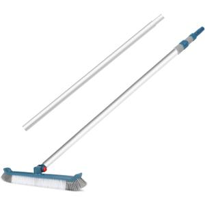 POOPLE Swimming Pool Brush with Pole, 16ft Aluminum Telescopic Pool Poles and 18inch Polished Nylon Bristles Pool Brushes Head for Cleaning Pool Walls