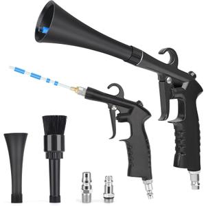 Linkstyle Car Cleaning Gun Kit, High Pressure Air Blower for Interior & Exterior, Dashboards, Seats, Wheels & Tires, Aluminum Alloy, 2 Nozzles + 3 Air Connectors, Car Detailing Tools for Professionals