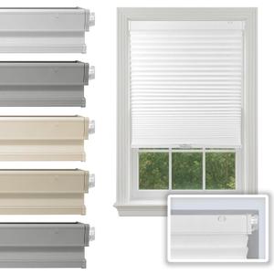 BlindsAvenue No Drill Cordless Cellular Shade, White, 26" W x 48" H | Light Filtering Pull Down Blinds for Indoor Windows, Thermal Insulation, Noise Reduction Honeycomb Shades for Home Privacy, White