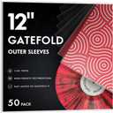 TAKMORK Gatefold Record Albums Outer Sleeves: Plastic Record Sleeves for 12-inch Vinyl Storage 3 Mil Thick Clear Album Cover Protectors, 50pcs
