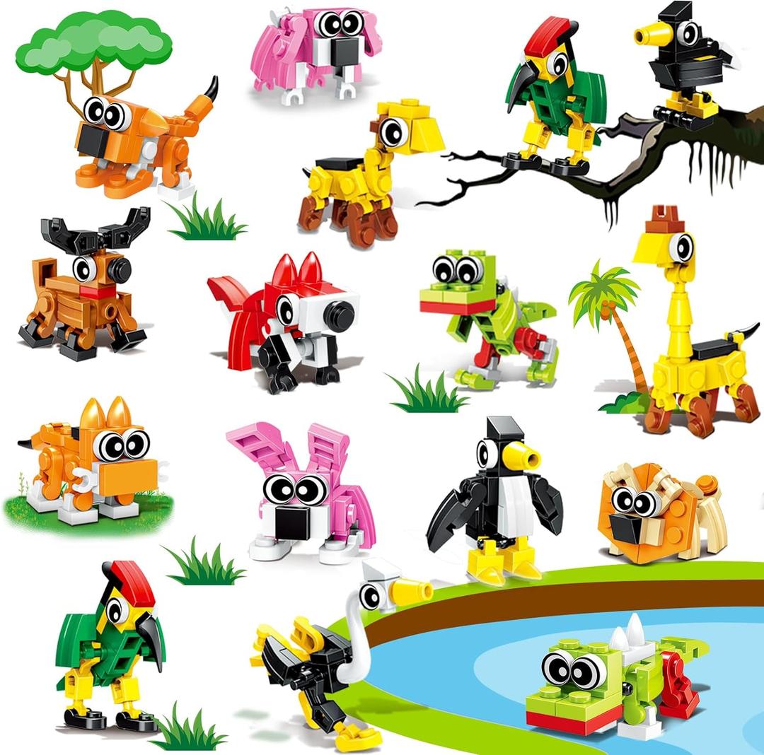 20pcs Animal Mini Building Blocks Party Favor for Kids Return Gifts For Birthday Goodie Bag Stuffer Class Prize Box Toys Small Bulk Pinata Stuffer End of School Year Gift for Student Boy Girl 4-8 8-12