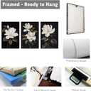CCWACPP 3 Piece Floral Canvas Wall Art Magnolia Flowers Pictures Black and White Flowers Painting Prints Modern Bedroom Living Room Home Decor Framed (A, (12"x16"x3))