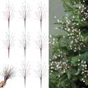 Chengu 8 Pcs Acrylic Crystal Christmas Tree Picks, 11.8 Inch Tall Sparkly Flower Stem Branches with Bead Drop Design, Crystal Ornaments for Christmas Tree Decor DIY Wreath Xmas Decorations