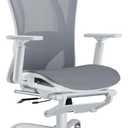 Ergonomic Office Chair, Adjustable Lumbar Support, 3D Headrest, Flip-Up Armrests, Retractable Footrest, High-Back Mesh Design, Comfortable Desk Chair for Home and Office, Gray (Grey)