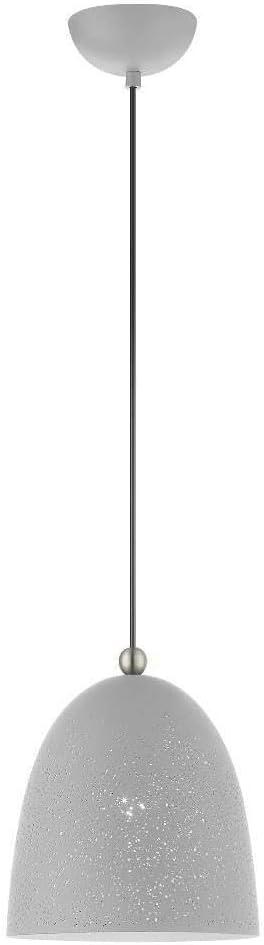Livex Lighting 49108-80 1 Light Nordic Gray Pendant (Nordic Gray W/ Brushed Nickel Accents)