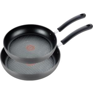 T-fal Ultimate Hard Anodized Nonstick Fry Pan Set 2 Piece, 10, 12 Inch, Oven Broiler Safe 400F, Cookware, Pots and Pans Set Non Stick, Kitchen Frying Pans, Cooking Skillets, Dishwasher Safe, Grey