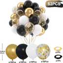 Patimate Black Gold Confetti Balloons Set, 50 pcs 12 inch Metallic Gold Black White Confetti Latex Balloons Kit for Birthday Wedding Graduation New Years Anniversary Party Decorations