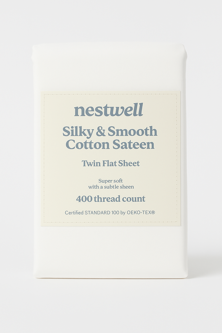 Nestwell TWIN Cotton 400TC White Flat Sheet