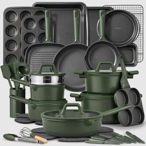 CAROTE 49pcs Nonstick Cookware Set, Pots and Pans Set with Bakeware, 49 Piece
