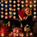 ROCEEI 4 Pack Heart String Lights, 39.2 Ft LED Fairy Lights, Battery Operated Romantic Hanging Light for Bedroom, Wall, Window, Wedding, Party Decor(Wood,20 Bulbs,White Pink Red +Mixed)