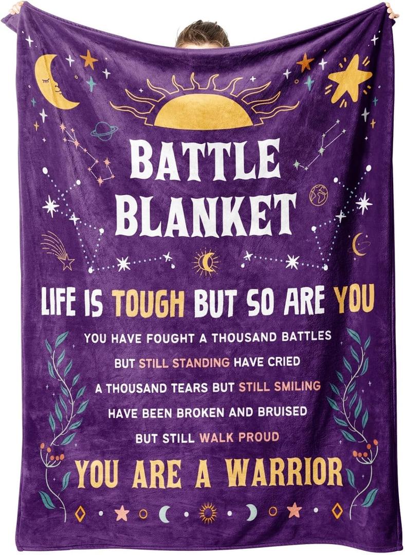 SteadStyle Get Well Gifts Blanket for Her Him, Cancer Care Gifts for Women Men, Cancer Fighter Inspirational Quote Chemo Patient Gift - Meaningful Caring Message 50''x 60''